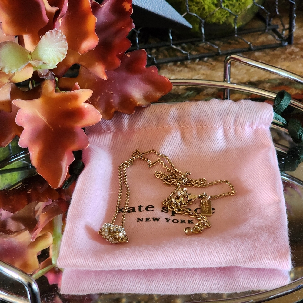 KATE SPADE Sailor's Knot Pave Pendant Gold-Tone Necklace - Picture 12 of 14